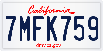 CA license plate 7MFK759