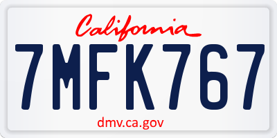 CA license plate 7MFK767