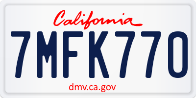 CA license plate 7MFK770