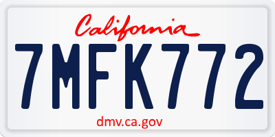 CA license plate 7MFK772