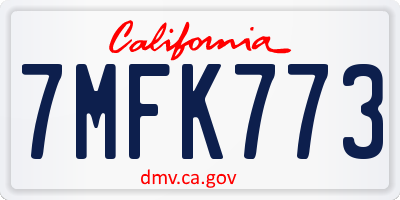 CA license plate 7MFK773