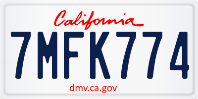 CA license plate 7MFK774