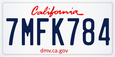 CA license plate 7MFK784
