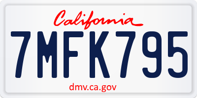 CA license plate 7MFK795