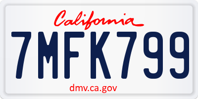 CA license plate 7MFK799