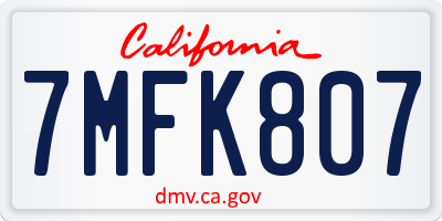 CA license plate 7MFK807