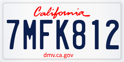 CA license plate 7MFK812