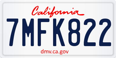 CA license plate 7MFK822