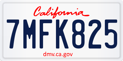 CA license plate 7MFK825