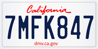 CA license plate 7MFK847