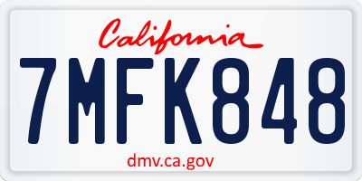 CA license plate 7MFK848