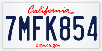 CA license plate 7MFK854