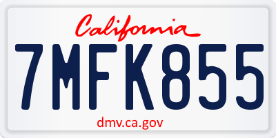 CA license plate 7MFK855