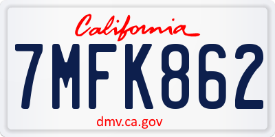 CA license plate 7MFK862