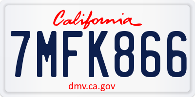 CA license plate 7MFK866