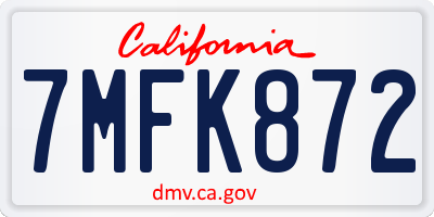 CA license plate 7MFK872
