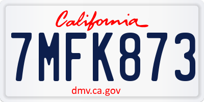 CA license plate 7MFK873