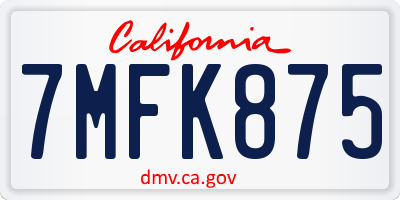 CA license plate 7MFK875
