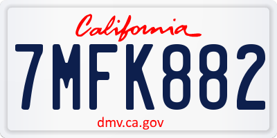 CA license plate 7MFK882