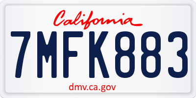 CA license plate 7MFK883