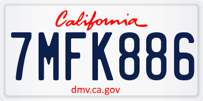 CA license plate 7MFK886