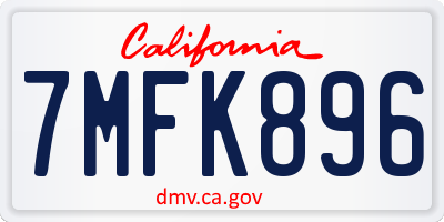 CA license plate 7MFK896