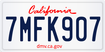 CA license plate 7MFK907