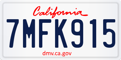 CA license plate 7MFK915