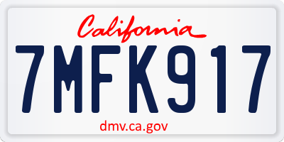 CA license plate 7MFK917