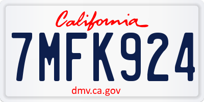 CA license plate 7MFK924