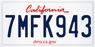 CA license plate 7MFK943