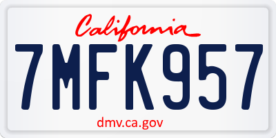 CA license plate 7MFK957