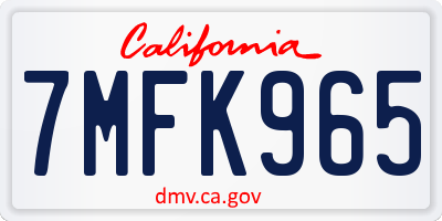 CA license plate 7MFK965