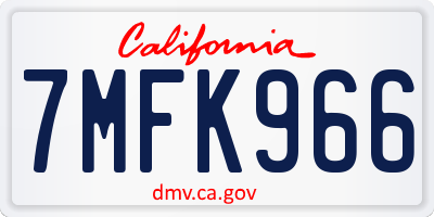 CA license plate 7MFK966