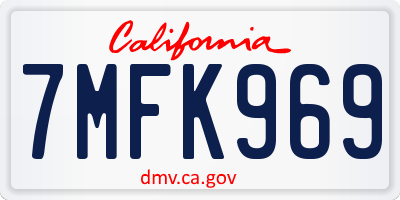 CA license plate 7MFK969