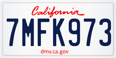 CA license plate 7MFK973