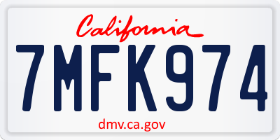CA license plate 7MFK974