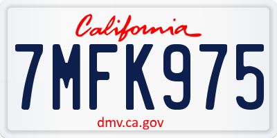 CA license plate 7MFK975
