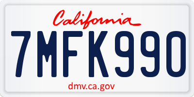 CA license plate 7MFK990