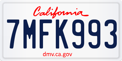 CA license plate 7MFK993