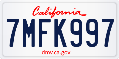 CA license plate 7MFK997