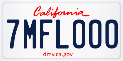 CA license plate 7MFL000