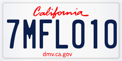 CA license plate 7MFL010