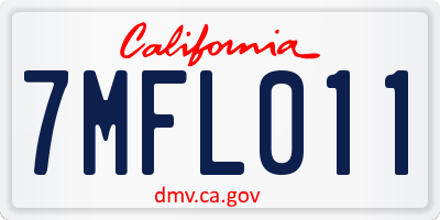 CA license plate 7MFL011