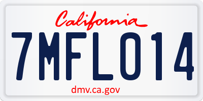 CA license plate 7MFL014