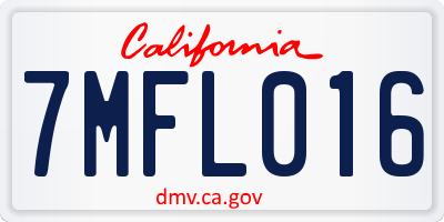 CA license plate 7MFL016