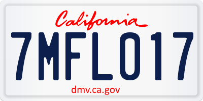 CA license plate 7MFL017