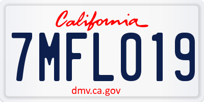 CA license plate 7MFL019