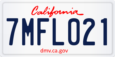 CA license plate 7MFL021