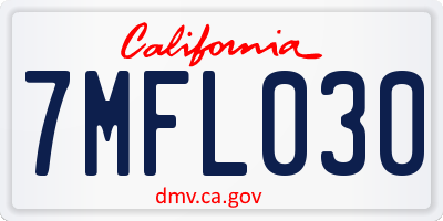 CA license plate 7MFL030